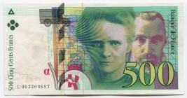 France 500 Francs 1994
P# 160a; VF (tears); "Pierre & Marie Curie"