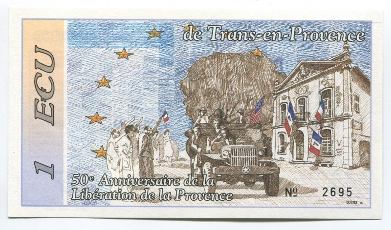 France 1 ECU 1994 RARE
Mintage: 7500; in the Memorial Booklet; 50e Anniversaire...