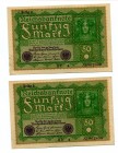 Germany 2 x 50 Mark 1919
P# 66, 2 pcs with consecutive numbers