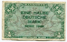 Germany FRG 1/2 Deutsche Mark 1948
P# 1a