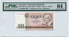 Germany - GDR 10 Mark 1971 (1985) PMG 64
P# 28b; 7 Digit S/N