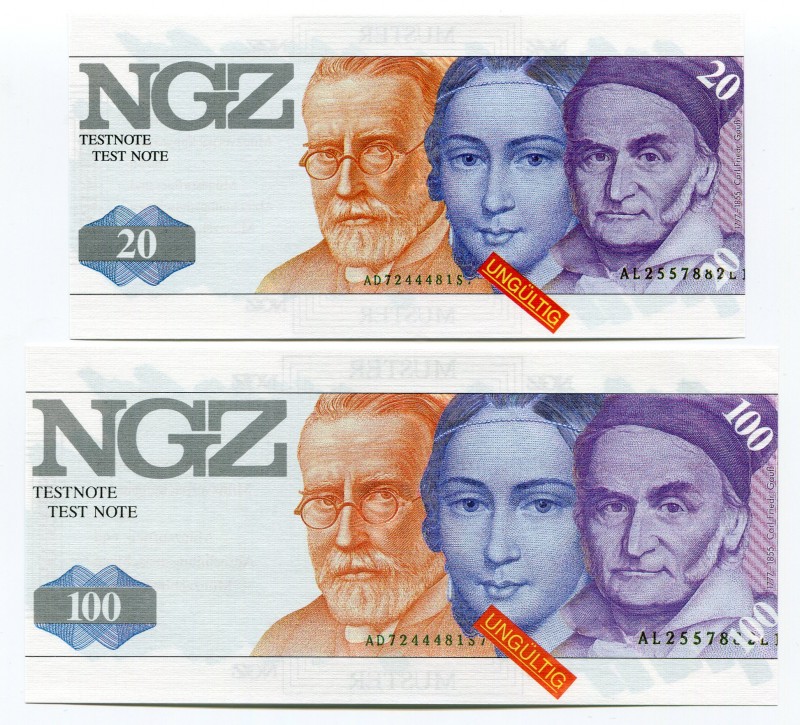 Germany 2 Pcs NGZ test note 20 & 100
UNC