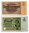 Germany 2 & 5 Rentenmark
P# 169, 174b. VF, UNC.