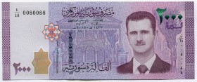 Syria 2000 Pounds 2015
P# 117; № L/18 0080088; UNC; Fine Number; "Bashar al-Assad"