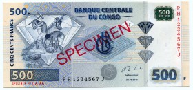Congo 500 Francs 2013 Specimen
P# 96B; UNC