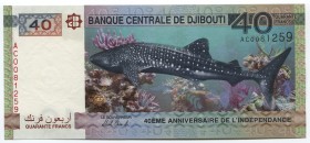 Djibouti 40 Francs 2017 Commemorative
P# 46; UNC; "Whale Shark"