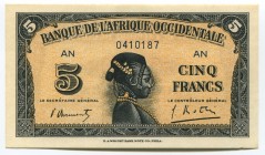 French West Africa 5 Francs 1942
P# 28; № 0410187; UNC