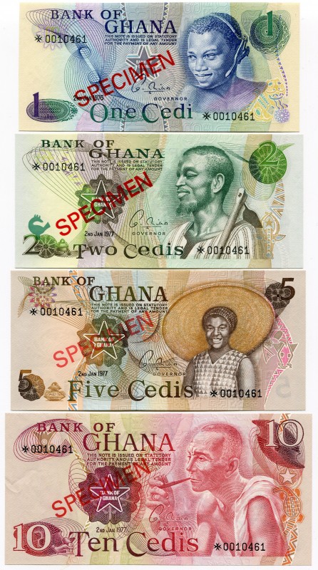 Ghana 4 Pcs Set 1-2-5-10 Cedis 1977 Specimen Set
UNC