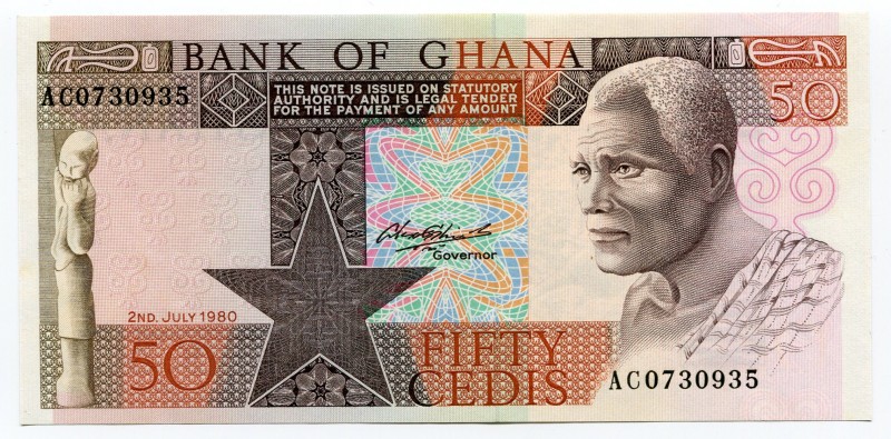 Ghana 50 Cedis 1980
P# 22b; UNC