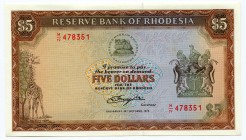 Rhodesia 5 Dollars 1978 WMK Rhodes
P# 36b; XF