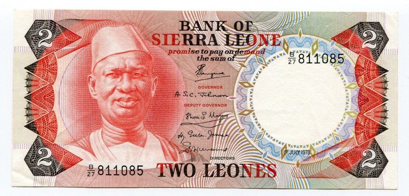 Sierra Leone 2 Leones 1978
P# 6a; UNC