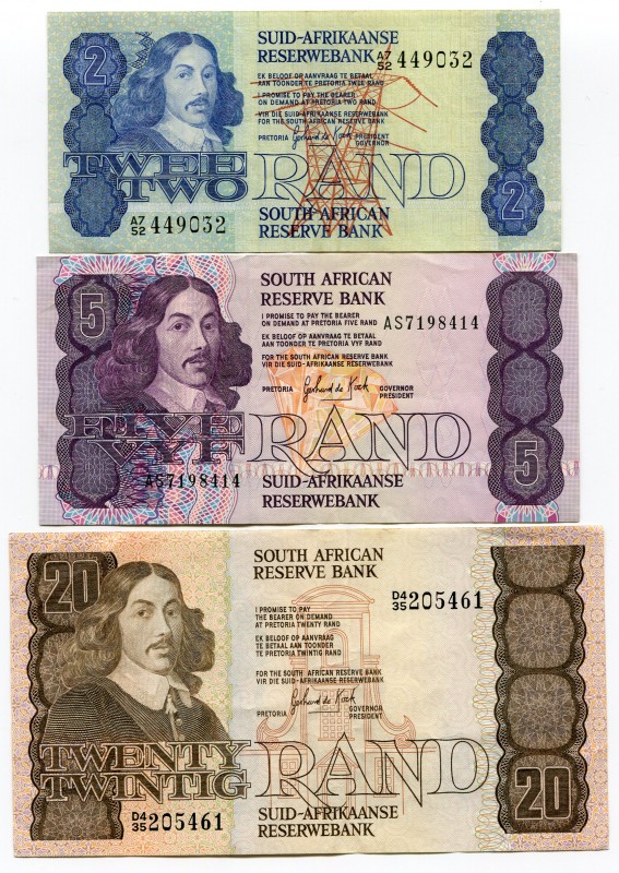 South Africa 3 Pcs Set 2-5-20 Rand 1981 -90
EF+