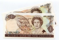 New Zealand 2 x 1 Dollar 1985 -89 Differens Signatures
P# 169; UNC