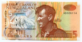 New Zealand 5 Dollars 1999
P# 177; UNC