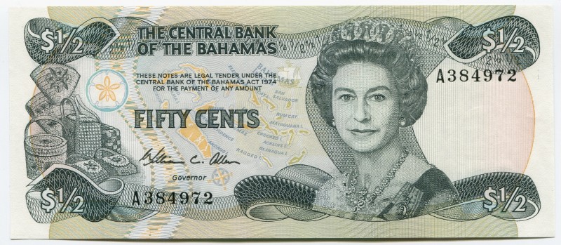 Bahamas 50 Cents 1974
P# 42; № A384972; UNC