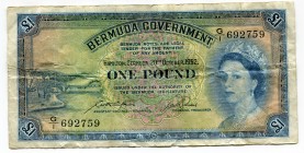 Bermuda 1 Pound 1952
P# 20a; VF