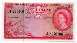 British Caribbean Territories 1 Dollar 1962
P# 7c; VF+