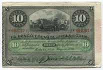 Cuba 10 Pesos 1896
P# 49d; UNC-