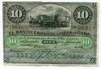 Cuba 10 Pesos 1896 Havana
P# 49; UNC, Crispy