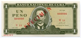 Cuba 1 Peso 1968 Specimen
P# 102s1; UNC