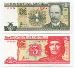 Cuba 2 Pcs Set 1 & 3 Pesos 2004
UNC