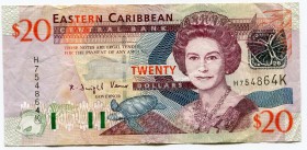 Eastern Caribbean Saint Kitts 20 Dollars 1994
P# 33k; VF