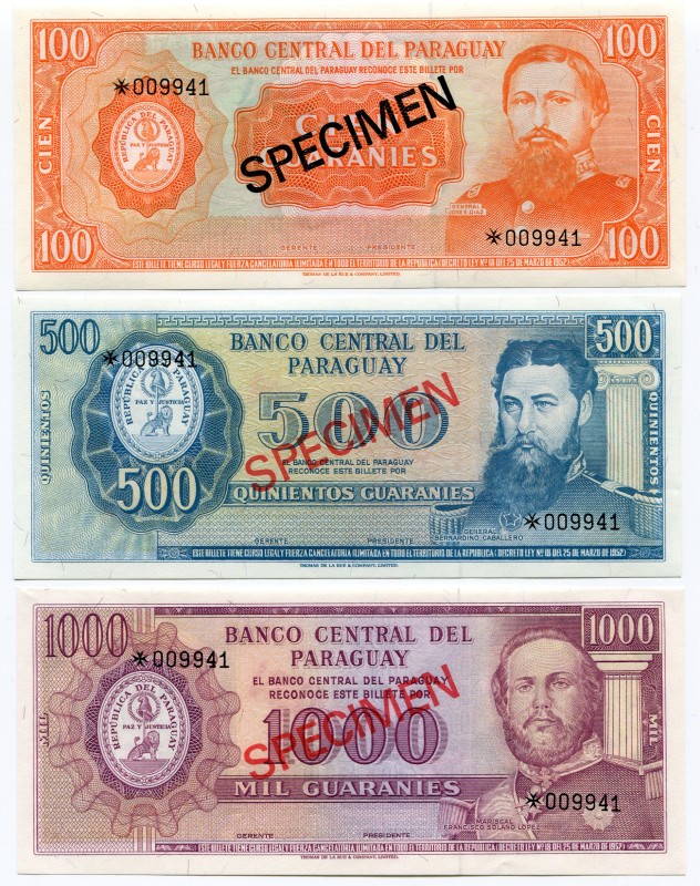 Paraguay 5 Pcs Set 100-10000 Guaranies 1979 Specimen Set
UNC