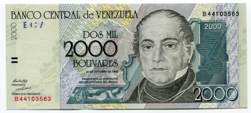 Venezuela 2000 Bolivares 1998
P# 80; UNC