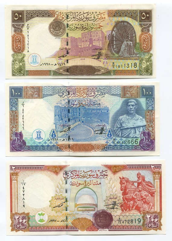 Syria 50, 100 & 200 Pounds 1997 - 1998
P# 107, 108, 109; UNC; Set 3 Pcs