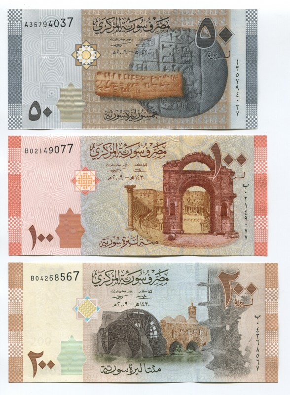 Syria 50, 100 & 200 Pounds 2009
P# 112, 113, 114; UNC; Set 3 Pcs