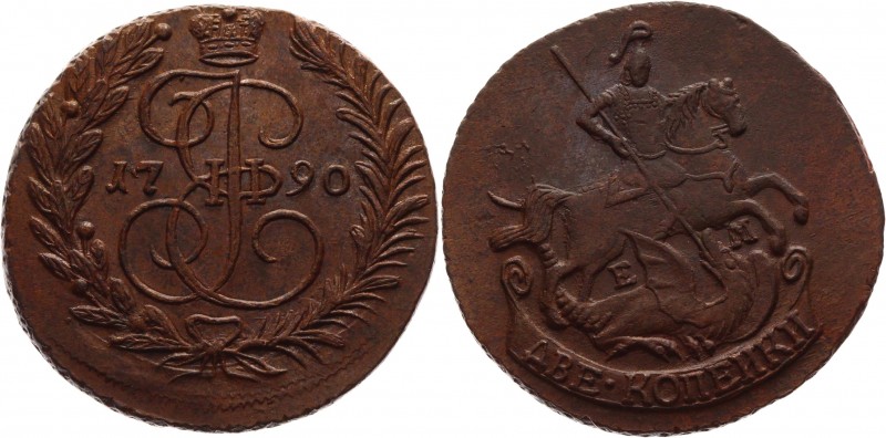 Russia 2 Kopeks 1790 EM
Bit# 683; Conros# 193/46; Copper 19,18g, Outstanding co...