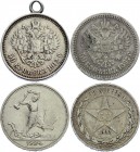Russia Lot of 4 Coins 1897 - 1924
50 Kopeks / Poltinnik 1897 - 1924; Silver