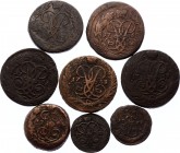 Russia Lot of Copper Coins of XVIII Century
8 Coins total.