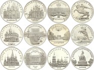 Russia - USSR Full Set of 12 Coins 5 Roubles 1988 - 1991
Proof; Various Motives