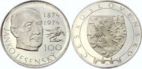 Czechoslovakia 100 Korun 1974 Proba
Silver; Janko Jesensky Anniversary 1874-1974; UNC