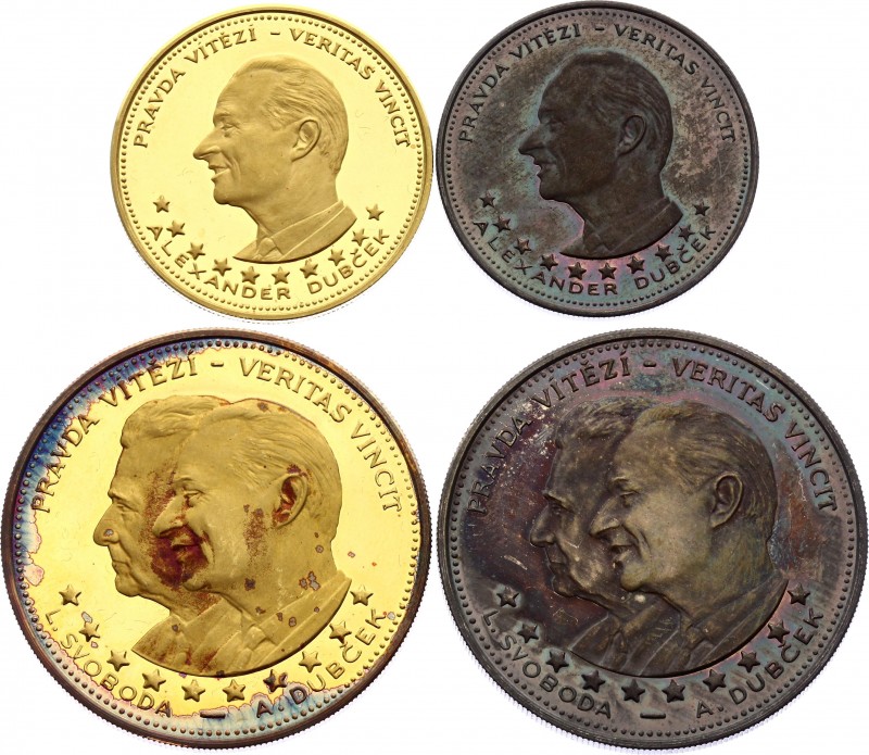 Czechoslovakia PRAVDA VITEZI - VERITAS VINCIT Medals Set 1990
2 gold and 2 silv...