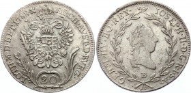 Austria 20 Kreuzer 1788 B - Kremnitz
KM# 2069; Silver; Joseph II; VF