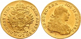 Austria 1 Ducat 1786 F
KM# 1874; Gold (986); Joseph II; VF-XF