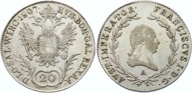 Austria 20 Kreuzer 1807 A - Wien
KM# 2141; Silver; Franz I