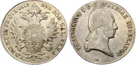Austria Thaler 1815 A - Wien
KM# 2161; Silver; Franz I; Nice Golden Toning!