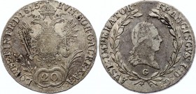 Austria 20 Kreuzer 1815 G
KM# 2142; Silver; Franz II; XF