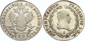 Austria 20 Kreuzer 1821 A - Wien
KM# 2143; Silver; Franz I