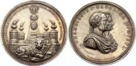 Austria Silver Medal Visit of the imperial couple in Prague 1833
Franz I Silbermedaille 1833, Besuch des Kaiserpaares in Prag. Lerchenau, 70,23 g, 58...