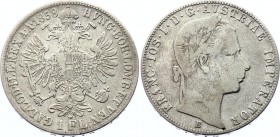Austria 1 Florin 1858 B - Kremnitz
KM# 2219; Silver; Franz Joseph I
