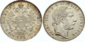 Austria 1 Florin 1871 A - Wien
KM# 2221; Silver; Franz Joseph I; Nice Toning!