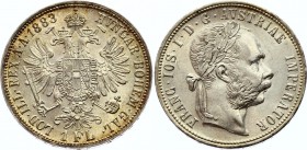 Austria 1 Florin 1879
KM# 2222; Silver; Franz Joseph I; UNC Nice Toning!