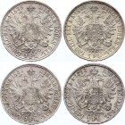 Austria Lot of 4 Coins 1 Florin 1883 - 1891
KM# 2222; Silver; Franz Joseph I; XF+/UNC