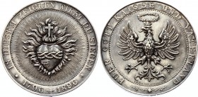 Austria Innsbruck Shooting Prize Medal 1896
Hauser# 1783, Morosini# 1688; Silver 19.72g 40mm; Unmounted; Amazing Toning!