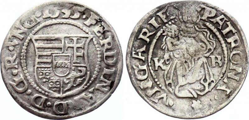 Hungary 1 Denar 1535 KB
ÉH# 745a; Silver; Ferdinánd I.