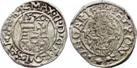 Hungary 1 Denar 1570 KB
ÉH# 766; Silver; Miksa